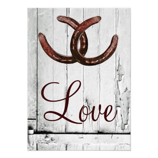 Rustic Horseshoes Country Wood Wedding Invitations