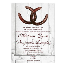 Rustic Horseshoes Country Wood Wedding Invitations Invite