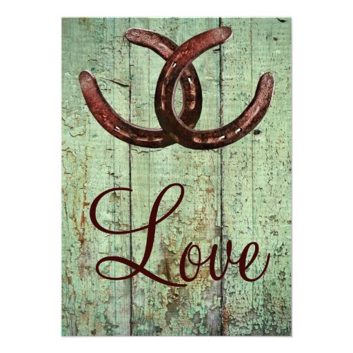 Rustic Horseshoes Country Wood Wedding Invitations