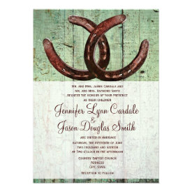 Rustic Horseshoes Country Wood Wedding Invitations Personalized Announcement