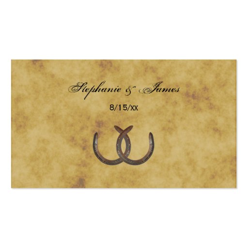 Rustic Horseshoes Distressed BG Place Cards Business Cards (front side)