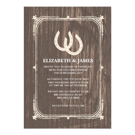 Rustic Horseshoes Wedding Invitations