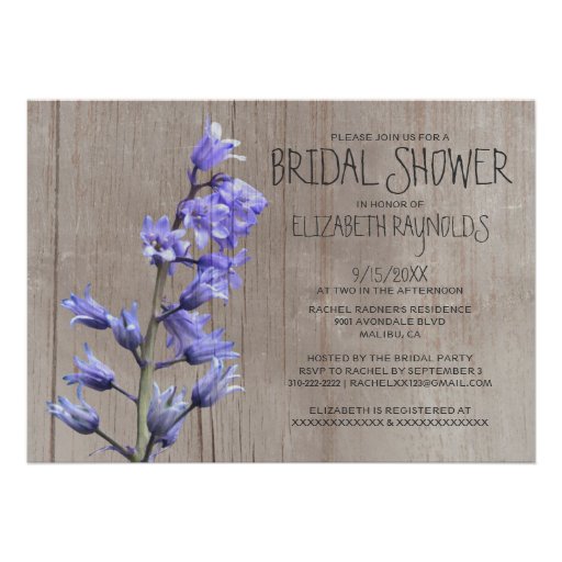 Rustic Hyacinth Bridal Shower Invitations