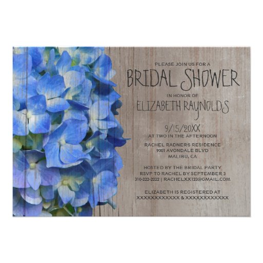 Rustic Hydrangea Bridal Shower Invitations