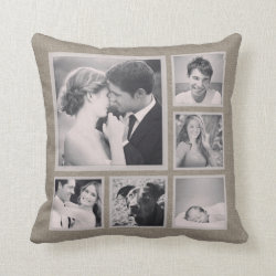 Rustic Instagram Photo Collage Throw Pillow