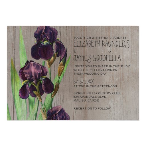 Rustic Iris Wedding Invitations