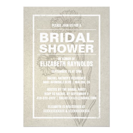 Rustic Ivory Bridal Shower Invitations