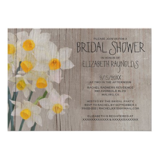 Rustic Jonquil Bridal Shower Invitations
