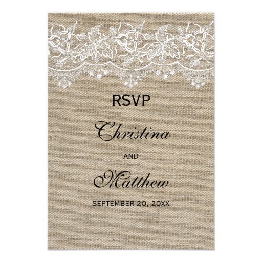 Rustic Jute and Lace Wedding RSVP Card