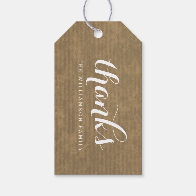 Rustic Kraft Print - Thanks Thanksgiving Family Pack Of Gift Tags