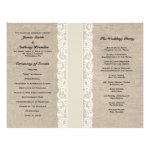 Rustic Lace & Burlap Ivory Ribbon Wedding Program Flyer