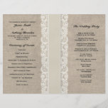 Rustic Lace & Burlap Ivory Ribbon Wedding Program Flyer