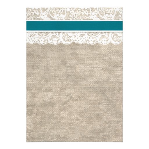 Rustic Lace Burlap Wedding Invitation Turquoise