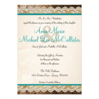 Rustic Lace Customizable Colors Wedding Invite