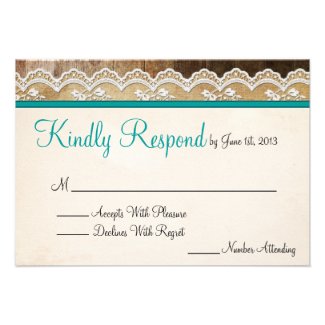 Rustic Lace Customizable Colors Wedding RSVP Personalized Announcement