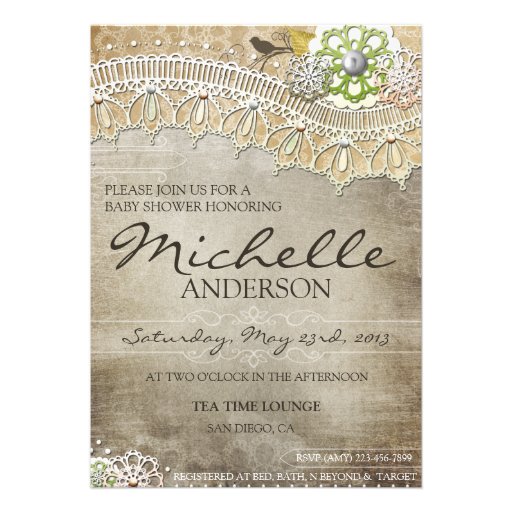 Rustic Lace Distressed BABY Shower Invite