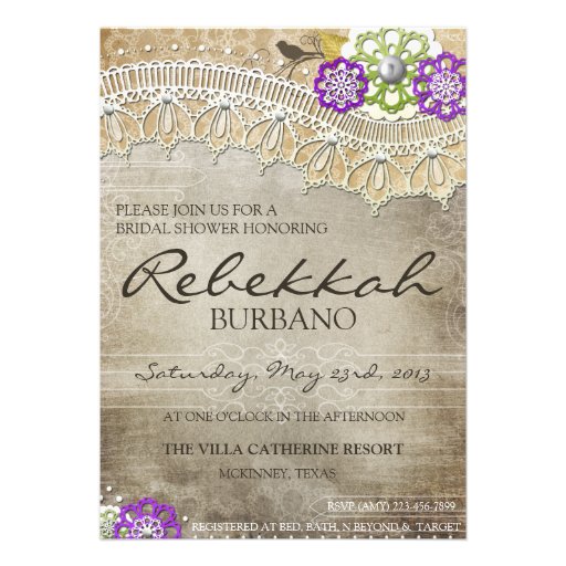 Rustic Lace Distressed Bridal Shower Invite