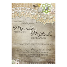 Rustic Lace Distressed Wedding Invitation