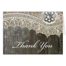 Rustic Lace Vintace Wood Thank You Cards