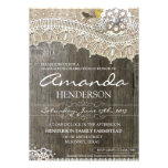 Rustic Lace Wood Graduation  Invitation