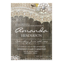 Rustic Lace Wood Graduation  Invitation