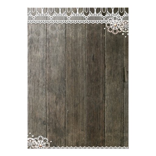 Rustic Lace Wood Graduation  Invitation