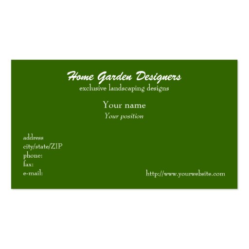 "Rustic landscaped lawn" double face business card (back side)