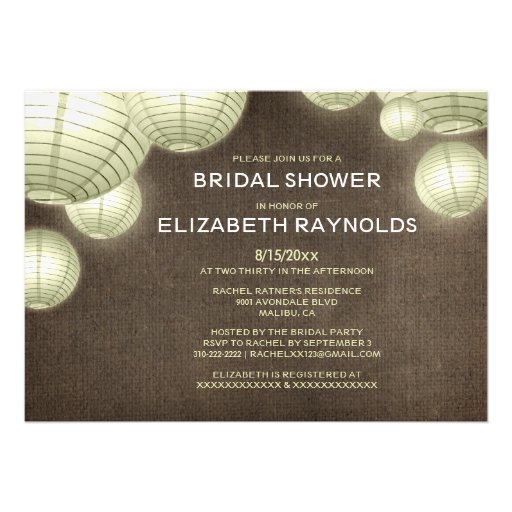 Rustic Lantern Bridal Shower Invitations