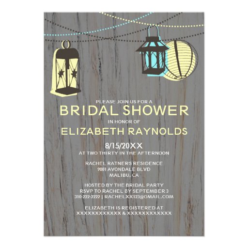 Rustic Lanterns Bridal Shower Invitations