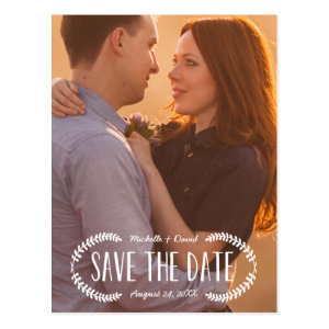 Rustic Laurel | Photo Save the Date Postcard