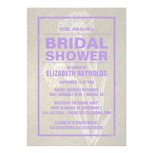 Rustic Lavender Bridal Shower Invitations
