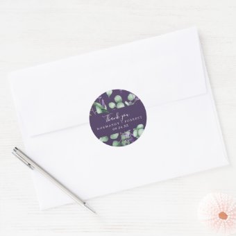 Rustic Lavender Purple Thank You Favor Sticker Zazzle