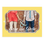 Rustic Lemon Yellow Save the Date Photo Postcard postcards