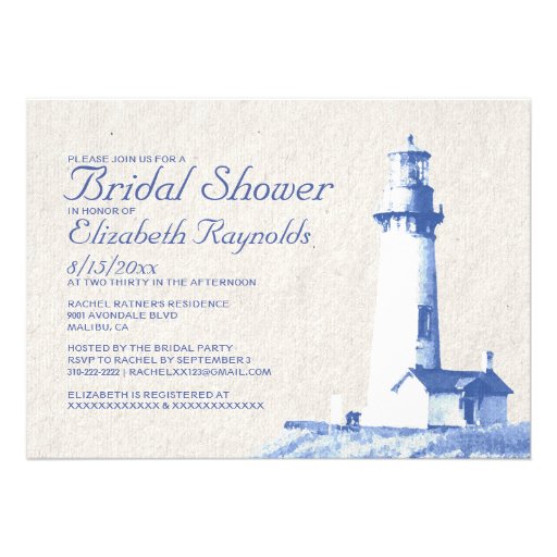 Rustic Lighthouse Bridal Shower Invitations