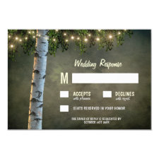 Rustic Lights Birch Bark Tree Wedding RSVP Cards