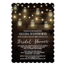 Rustic Lights Mason Jar Bridal Shower Invitations