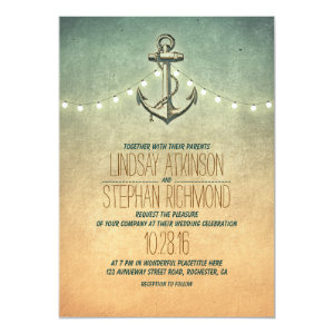 Rustic lights nautical wedding invitation 5