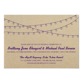 Rustic Lights Purple Wedding Invitation 5
