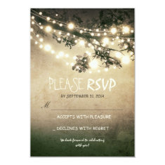 Rustic lights wedding RSVP cards Custom Invite