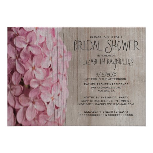 Rustic Lilac Bridal Shower Invitations