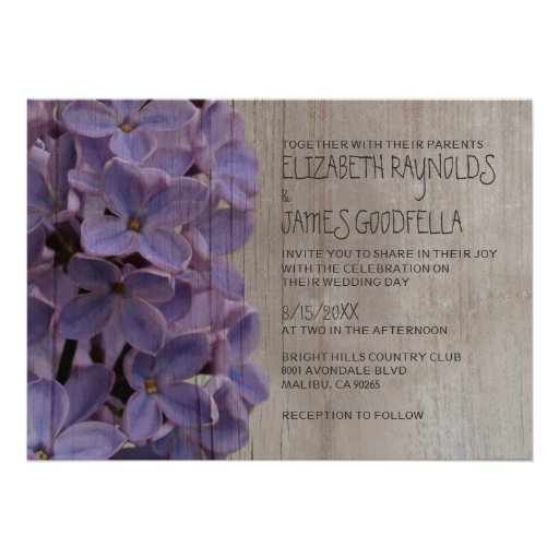 Rustic Lilacs Wedding Invitations