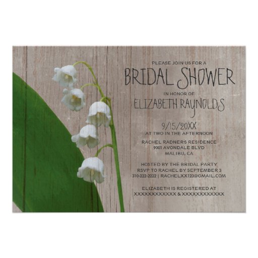 Rustic Lily of the Valley Bridal Shower Invitation