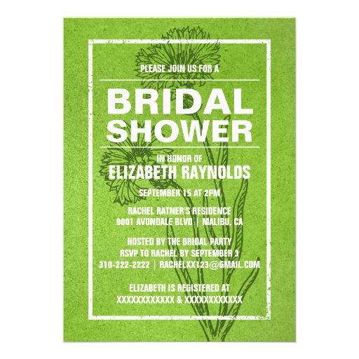 Rustic Lime Green Bridal Shower Invitations