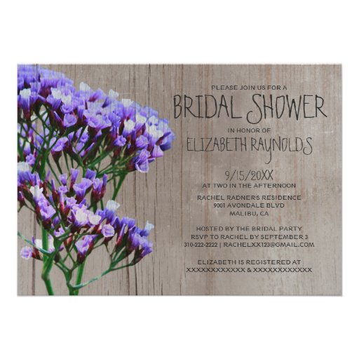 Rustic Limonium Bridal Shower Invitations