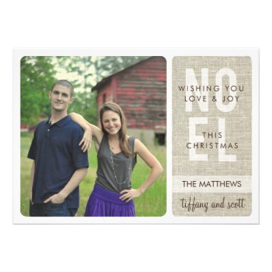 &#39;Rustic Linen&#39; (Christmas) Holiday Photo Card