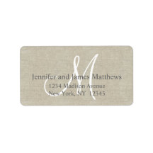 Rustic Linen, Grey Monogram for Weddings Personalized Address Label