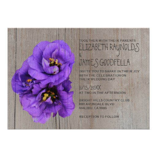 Rustic Lisianthus Wedding Invitations