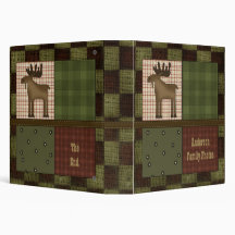 Rustic Lodge Look With Moose Customizable Family 3 Ring Binder