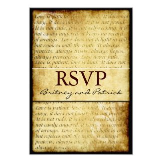 Rustic Love is Patient Vintage Wedding RSVP Cards Announcements