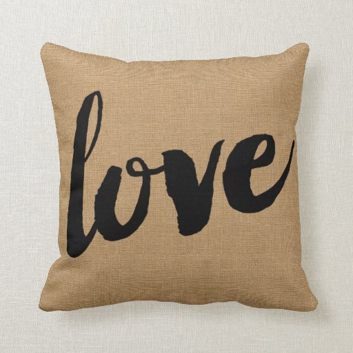 Rustic Love Script Throw Pillow Zazzle